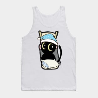 Cute black cat is going to bed Tank Top